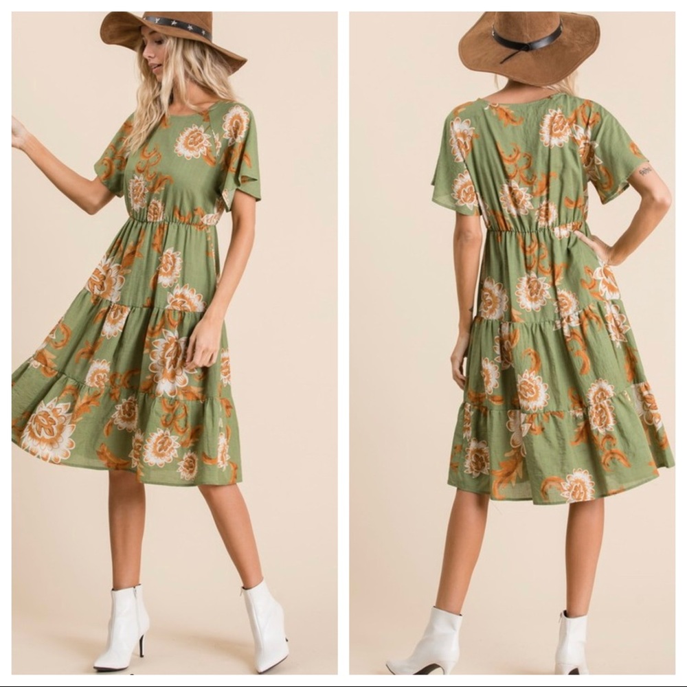 Boho Floral Print Midi Dress - Picture 8 of 8